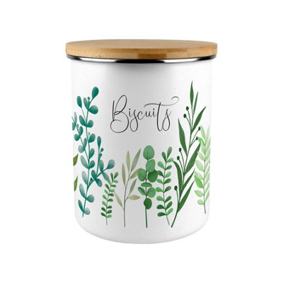 B&Q -  Green Foliage Extra Large Biscuit Tin