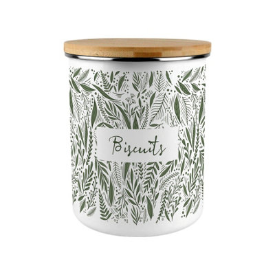 B&Q -  Green Leaves Extra Large Biscuit Tin