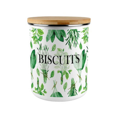 Extra Large Enamel Biscuit Canister - Kitchen Herbs Food Storage Jar Gift - Image 3