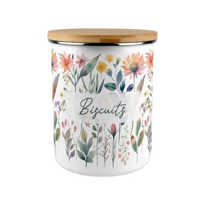 B&Q -  Pastel Flowers Extra Large Biscuit Tin