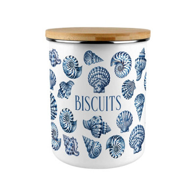 Purely Home Blue Seashells Extra Large Biscuit Tin - Blue - Image 4
