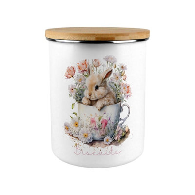 Purely Home Teacup Bunny Extra Large Biscuit Tin - Pink - Image 3