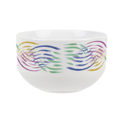 Abstract Waves Large Cereal Bowl - Ceramic Colourful Dinnerware Serving Bowl - Image 3