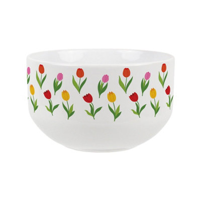 Purely Home Tulips Print Ceramic Bowl - Green / 1 - Image 3