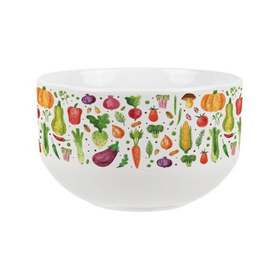 Purely Home Watercolour Vegetables Ceramic Bowl - Green / 1 - Image 3
