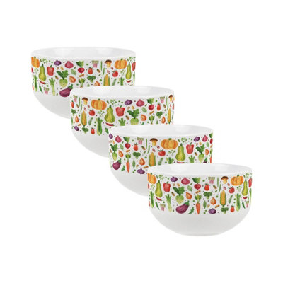 B&Q -  Watercolour Vegetables Ceramic BowlsDinnerware Serving/cooking Prep BowlsSet Of 4