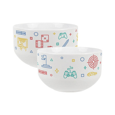 Purely Home Gamer Snacks Ceramic BowlsDinnerware Serving/snack BowlsSet Of 2 from B&Q