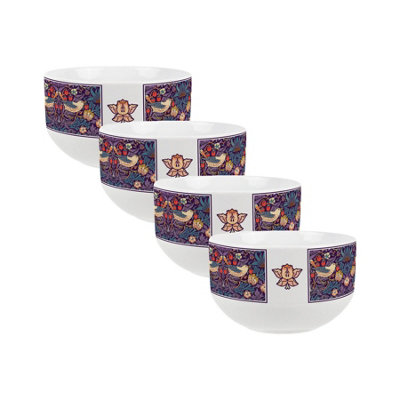 Purely Home Purple Strawberry Thief Ceramic BowlsDinnerware Serving/cereal BowlsSet Of 4 from B&Q