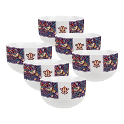 Purely Home Purple Strawberry Thief Ceramic BowlsDinnerware Serving/cereal BowlsSet Of 6 from B&Q
