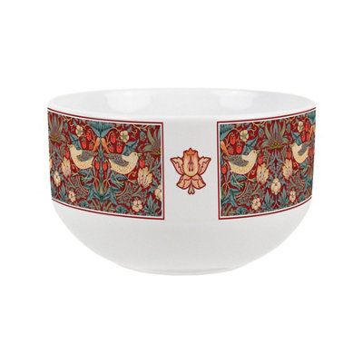 Purely Home Red Strawberry Thief Ceramic BowlDinnerware Serving/cereal Bowl from B&Q