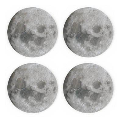 Moon Ceramic Coaster Set - Round Table Coasters Space Themed Gifts, Set of 4 - Image 3