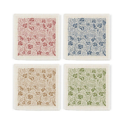 Purely Home Oak Leaves & Berries Fabric Coaster SetMulticolour Table Decor GiftSet Of 4 from B&Q