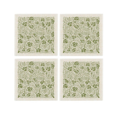 Purely Home Oak Leaves & Berries Fabric Coaster SetGreen Table Decor GiftSet Of 4 from B&Q