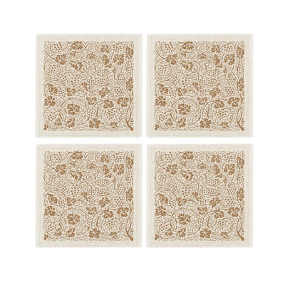 Purely Home Oak Leaves & Berries Fabric Coaster SetGolden Brown Table GiftSet Of 4 from B&Q