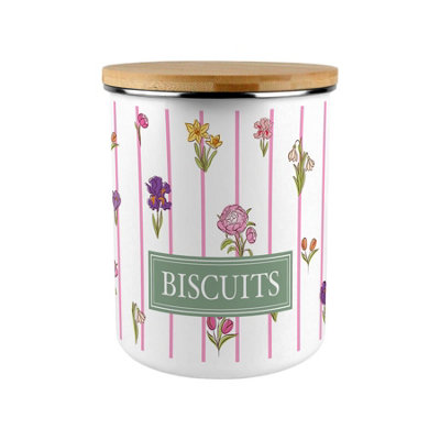 B&Q -  Floral Stripes Extra Large Biscuit Tin