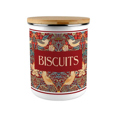 Purely Home Red Strawberry Thief Extra Large Biscuit Tin - Red - Image 4