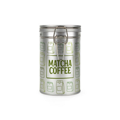 Purely Home Matcha Coffee Canister - Silver Metal Kitchen Storage Container - Green - Image 3