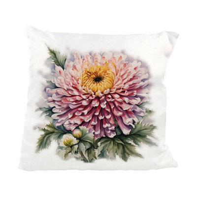 Purely Home Garden Watercolours Chrysanthemum Cushion from B&Q