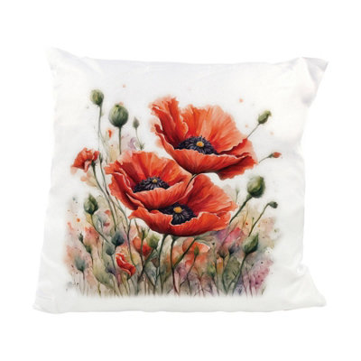 Purely Home Garden Watercolours Poppy Cushion from B&Q