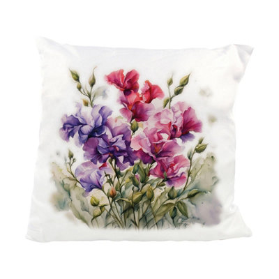 Purely Home Garden Watercolours Sweet Peas Cushion from B&Q