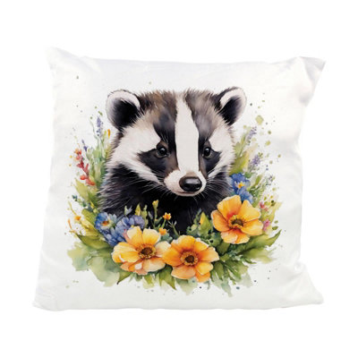 Purely Home Watercolour Floral Badger Cushion from B&Q