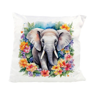 Purely Home Watercolour Floral Elephant Cushion from B&Q
