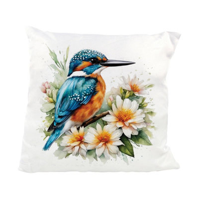 Purely Home Watercolour Floral Kingfisher Cushion from B&Q