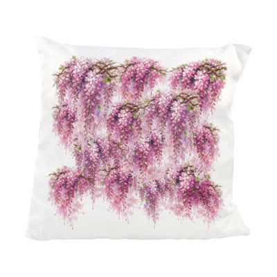 Purely Home Pink Wisteria Floral Blooms Cushion