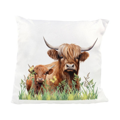 Purely Home Highland Cow & Calf Farmyard Cushion from B&Q
