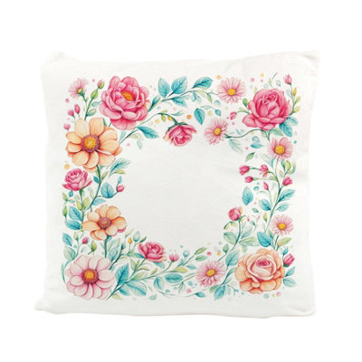 Purely Home Pink Roses Floral Velvet Cushion