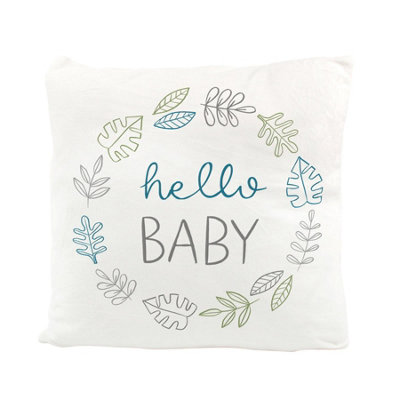 Purely Home Hello Baby Leaf Print Velvet Cushion
