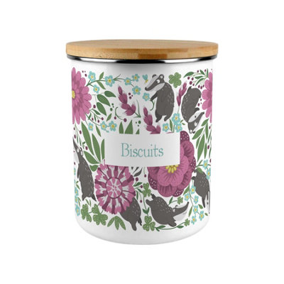 B&Q -  Floral Badgers Extra Large Biscuit Tin