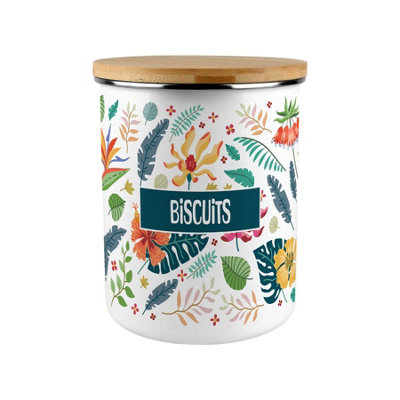 Purely Home Tropical Flowers Extra Large Biscuit Tin from B&Q