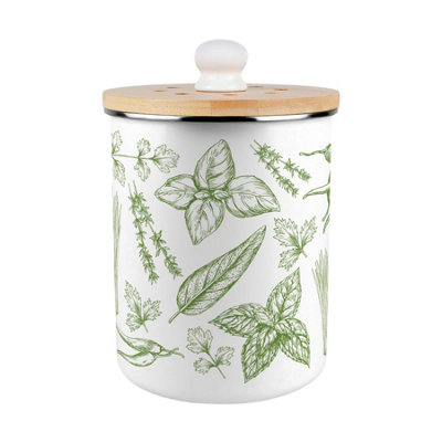 Purely Home Green Label Herbs Food Waste CaddyEnamel 2L Kitchen Compost Bin