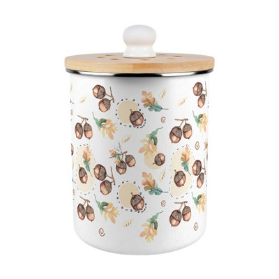 B&Q -  Acorns & Oak Leaves Food Waste CaddyEnamel 2L Kitchen Compost Bin