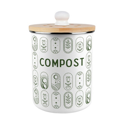 Purely Home Boho Minimalism Compost CaddyEnamel 2L Kitchen Food Waste Bin from B&Q