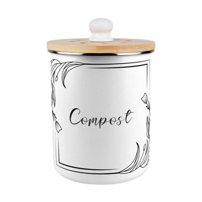 Floral Border Compost Caddy - Enamel 2L Kitchen Food Waste Bin Gift - Image 3