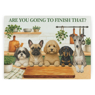 Purely Home Curious Dogs Worktop ProtectorLarge Textured Glass Chopping Board from B&Q