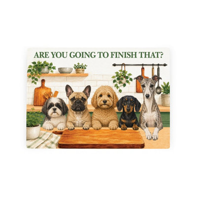 Purely Home Curious Dogs Worktop SaverSmall Textured Glass Chopping Board from B&Q