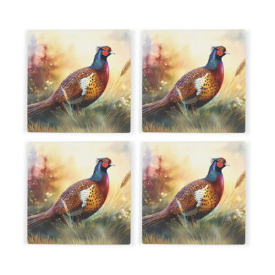 Pheasant Square Coaster Set - 4x Ceramic Drinks Coasters Animal Lover Gift - Image 4