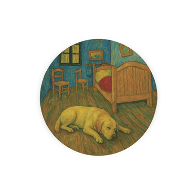 Van Gogh Labrador Round Trivet - Small Textured Glass Board Gift - Image 2