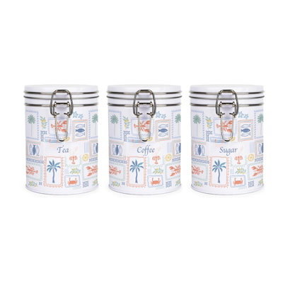 Mediterranean Summer Tea, Coffee & Sugar Canister Set - Kitchen Storage Gift - Image 3