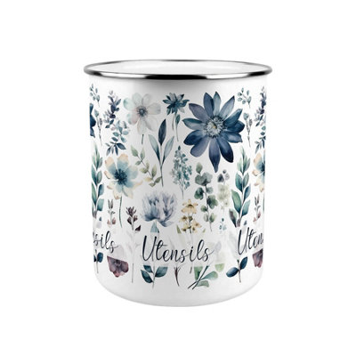 Purely Home Blue Pastel Flowers Kitchen Utensil Holder from B&Q