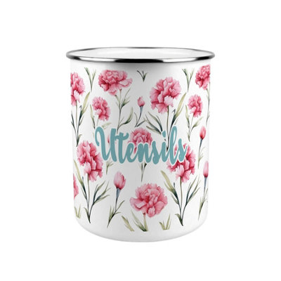 B&Q -  Pink Carnation Flowers Kitchen Utensil Holder