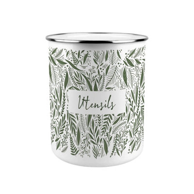 Purely Home Green Leaves Kitchen Utensil Holder from B&Q