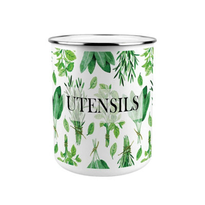 Purely Home Green Herbs Kitchen Utensil Holder from B&Q