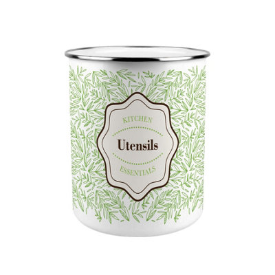Purely Home Organic Green Leaves Kitchen Utensil Holder from B&Q