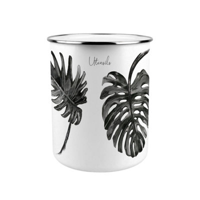 Purely Home Painted Ink Leaves Kitchen Utensil Holder from B&Q
