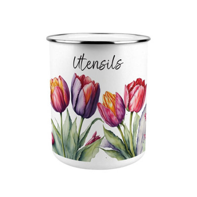 Purely Home Purple Tulips Kitchen Utensil Holder from B&Q