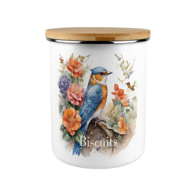 B&Q -  Blue & Orange Bird Extra Large Biscuit Tin